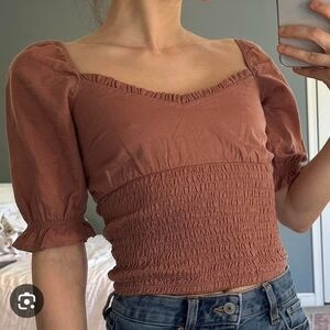 ABERCROMBIE & FITCH* Rust Smocked Blouse